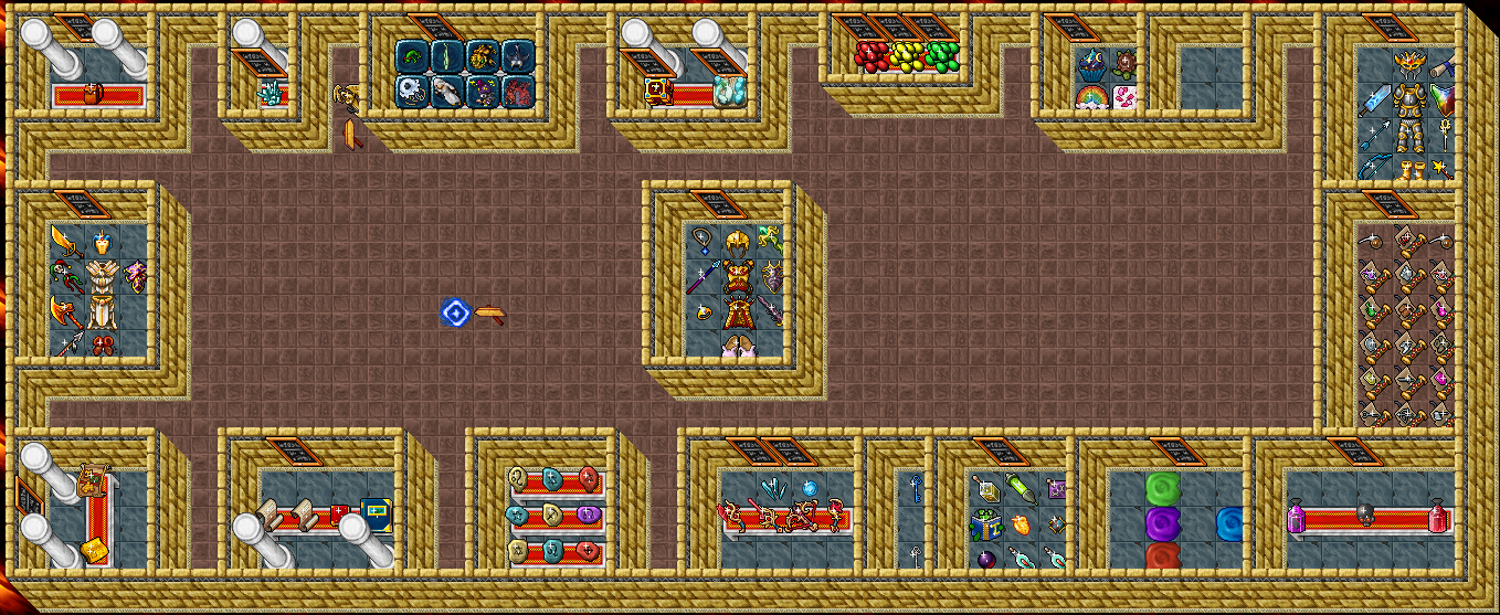 Full preview of the Shop contents, including gear, potions, and decorations